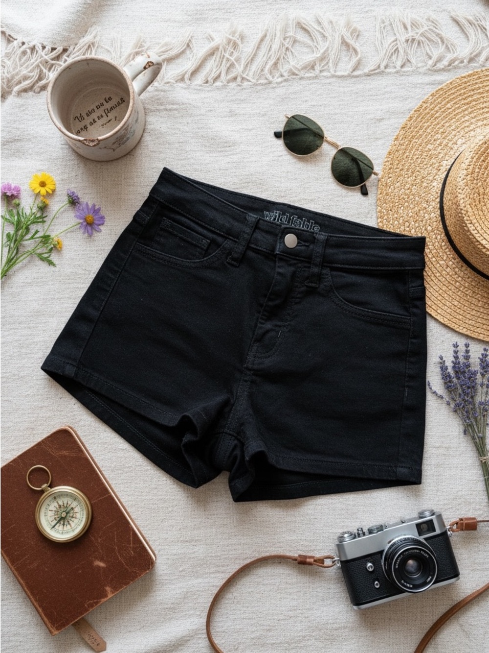 wild fable Black High-Rise Jean Shorts